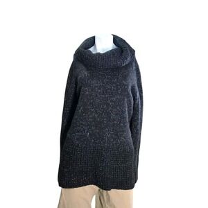 DKNY Womens Turtleneck Sweater Size Large Dark Gray Acrylic Blend Long‎ Sleeve